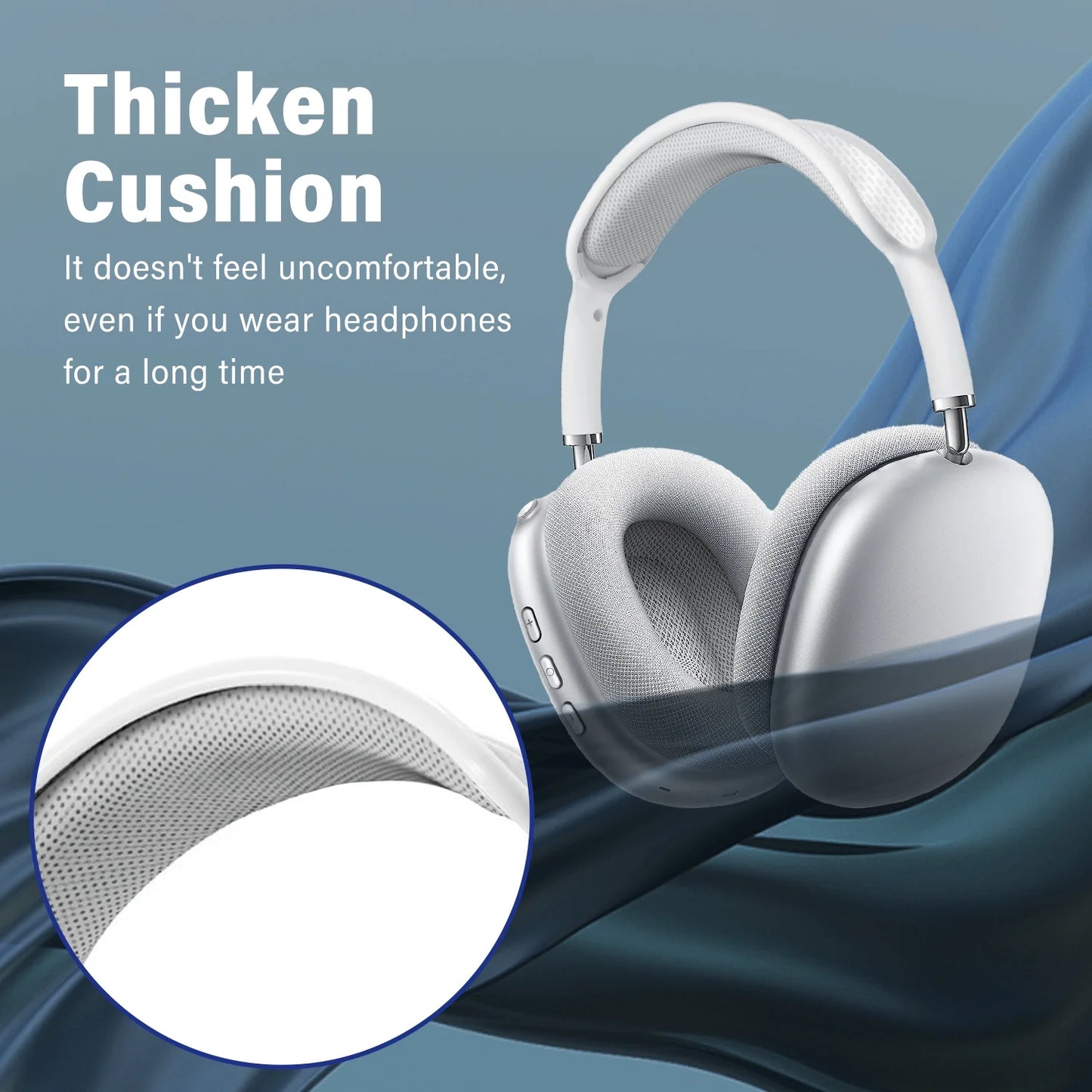 Pro Wireless Headphones Bluetooth,Active Noise Canceling over Ear Headphones with Microphones Hifi Audio Headset for Ios/Android-Silver