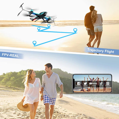 RC Helicopte Drone with 1080P HD Camera for Kids Adults, FPV Drone Beginners Foldable Live Video Quadcopter 2 Batteries Blue