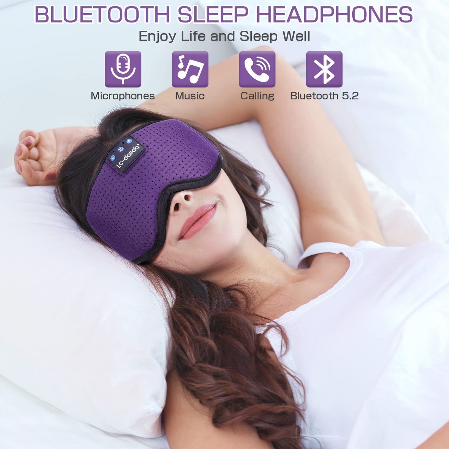 Sleep Headphones Bluetooth Sleep Mask Headphones for Sleeping 5.2 Bluetooth Eye Mask for Sleeping, Ice Silk Sleeping Headphones for Side Sleepers Thin Stereo Speaker Unique Gifts for Travel