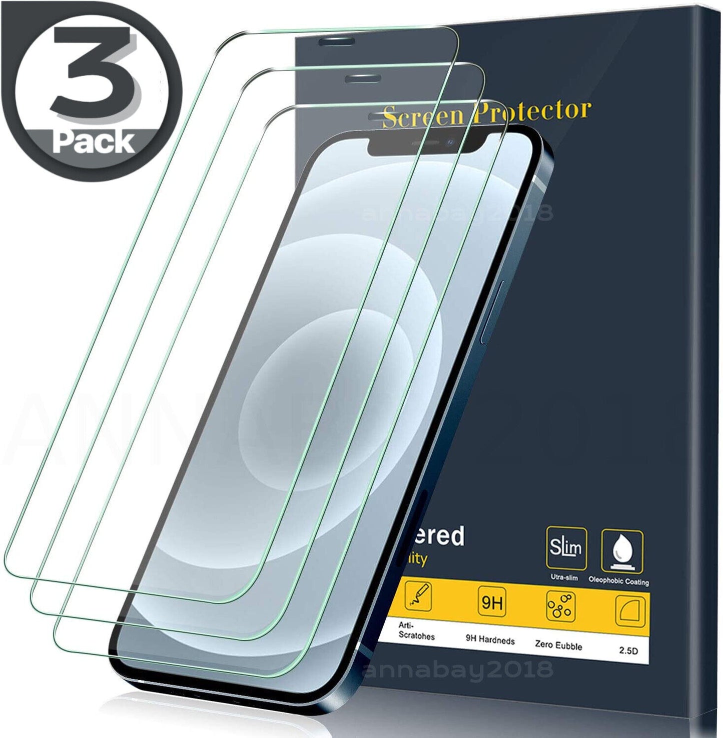 3X Tempered Glass Screen Protector for Iphone 15 14 13 12 11 Pro Max XS XR X 8 7