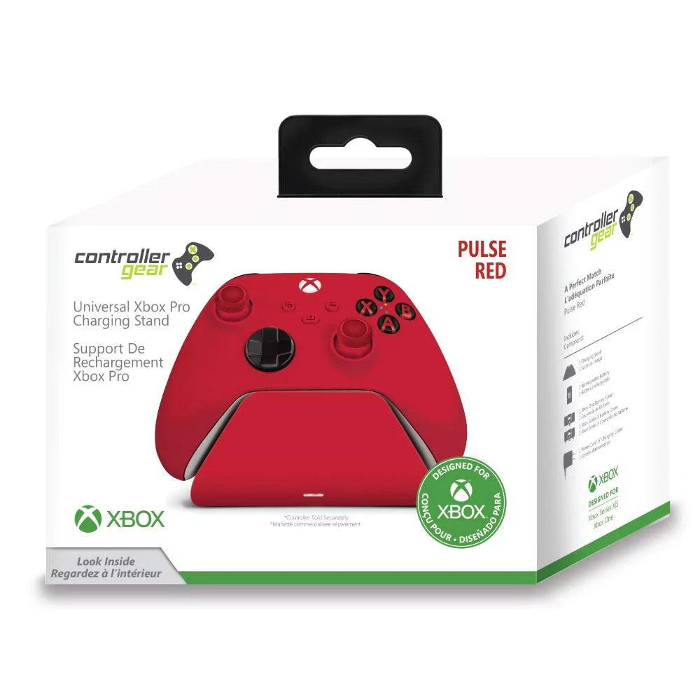 Pulse Red Universal Xbox Pro Charging Stand with 1100 Mah Rechargeable Battery, Charging Station for Xbox Series XS and Xbox One