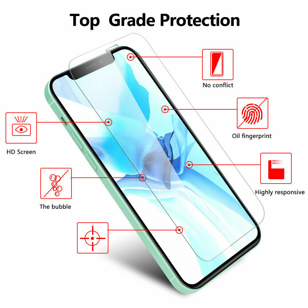 3X Tempered Glass Screen Protector for Iphone 15 14 13 12 11 Pro Max XS XR X 8 7