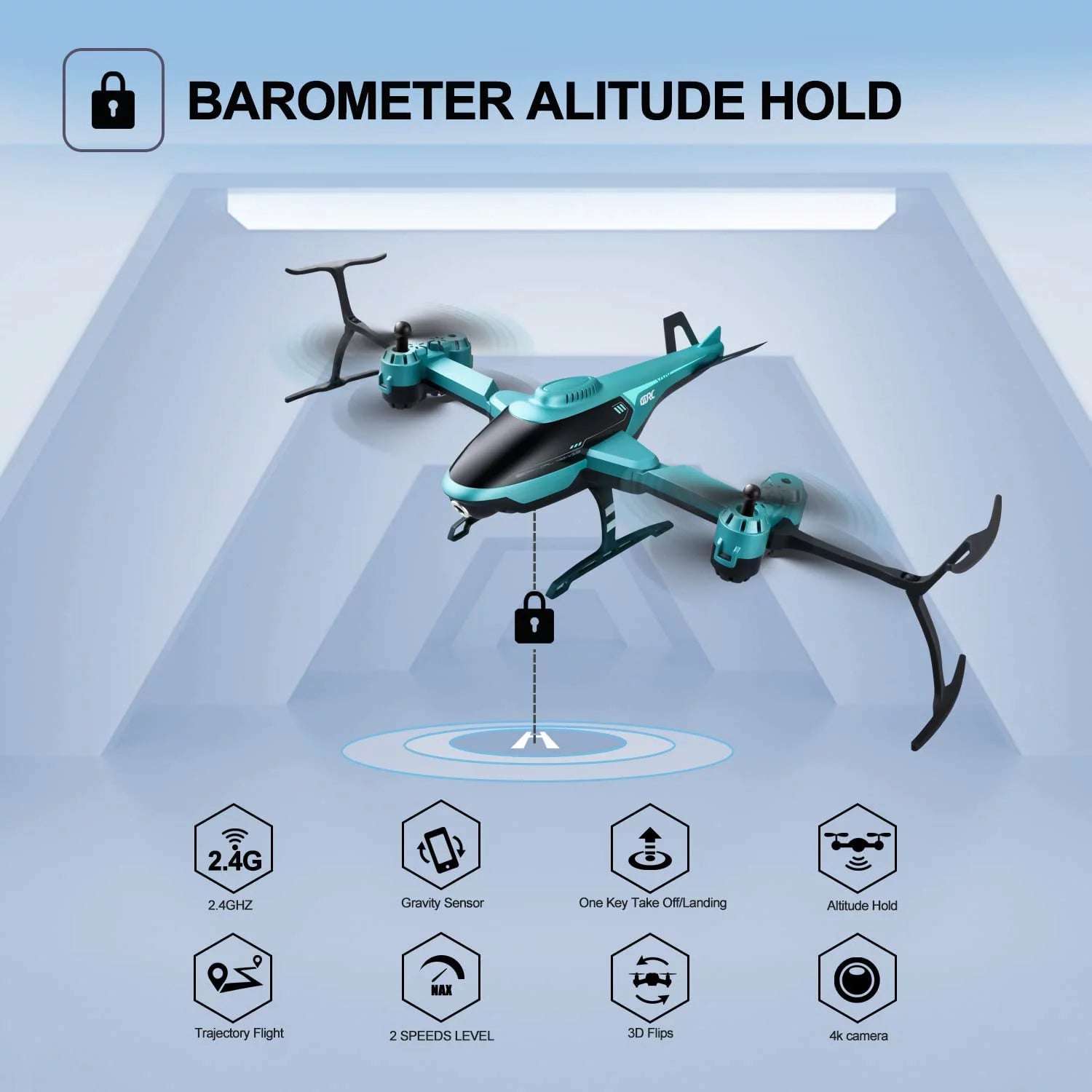 RC Helicopte Drone with 1080P HD Camera for Kids Adults, FPV Drone Beginners Foldable Live Video Quadcopter 2 Batteries Blue